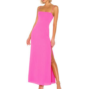 Superdown Barbie Pink Maxi Slip Dress XS Chiffon Addison Gown Revolve $94 NEW